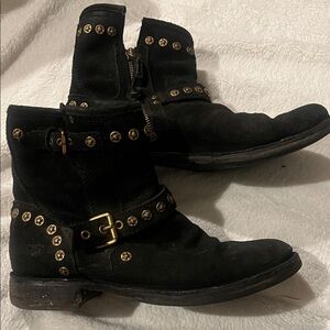 UGG Black Ankle Boots with Gold Accents